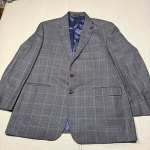 Vintage Ralph Lauren 46L Wool Silk Linen Blazer Sport Coat Jacket Gray Blue